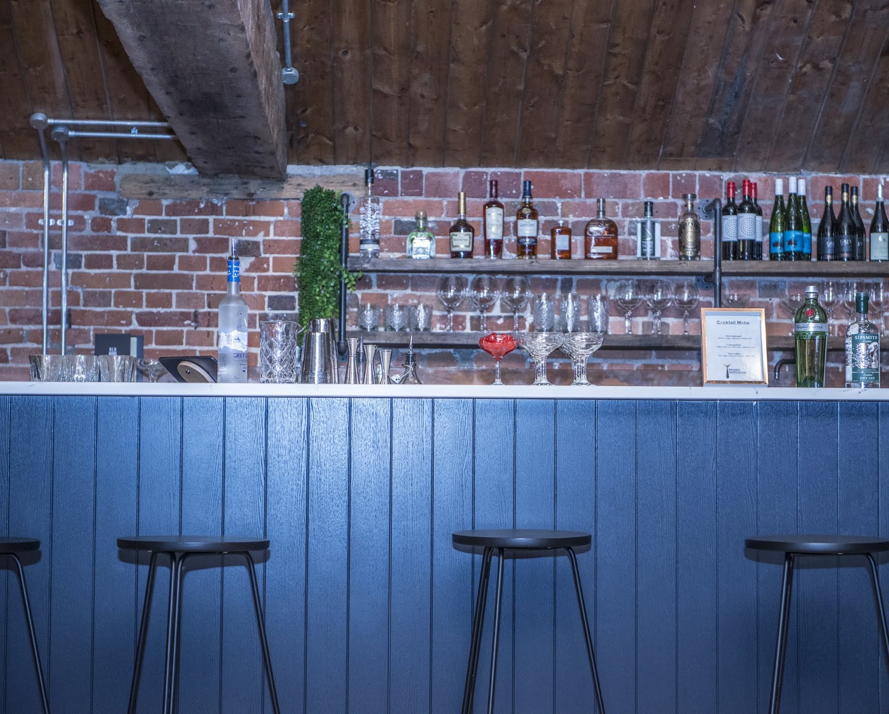 Bar and hospitality setup at YourHQ